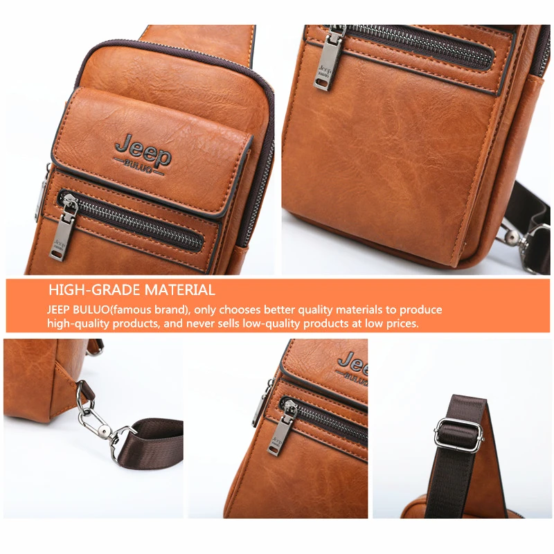 Jeep Buluo Hoge Kwaliteit Split Lederen Schoudertas Crossbody Tas Mannen Borst Zakken Voor Jonge Man Beroemde Merk Sling Zakken