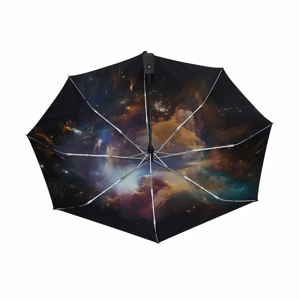 Colorful Universe Galaxy Space Star Meteor ombrello automatico 3 ombrello pieghevole pioggia donna uomo ombrello antivento Guarda Chuva