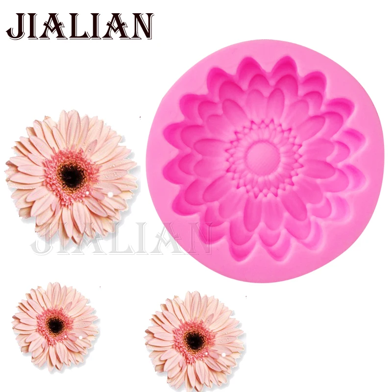 New 3D chrysanthemums Soap mold Flowers silicone moulds candle molds Sunflower cake decoration tools wholesale T0959