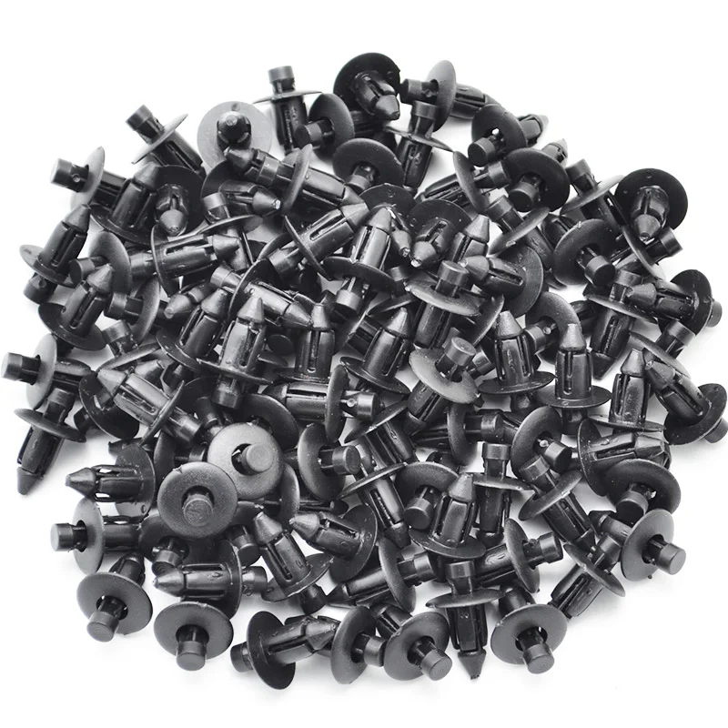 100 Pcs Car Fastener fit 7mm Dia Hole Black Push Retainer Rivets Clips for Toyota Automobile Door Bumper Fender Cover Trim Clip