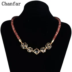 Chanfar High-quality Mesh Crystal Necklace For Women Chocker Statement Necklace Charming Jewelry