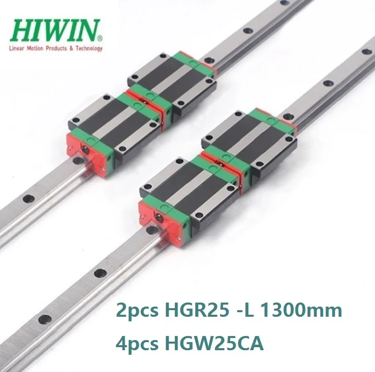 

2pcs origial Hiwin rail HGR25 -L 1300mm linear guide + 4pcs HGW25CA HGW25CC flange carriage blocks for cnc router