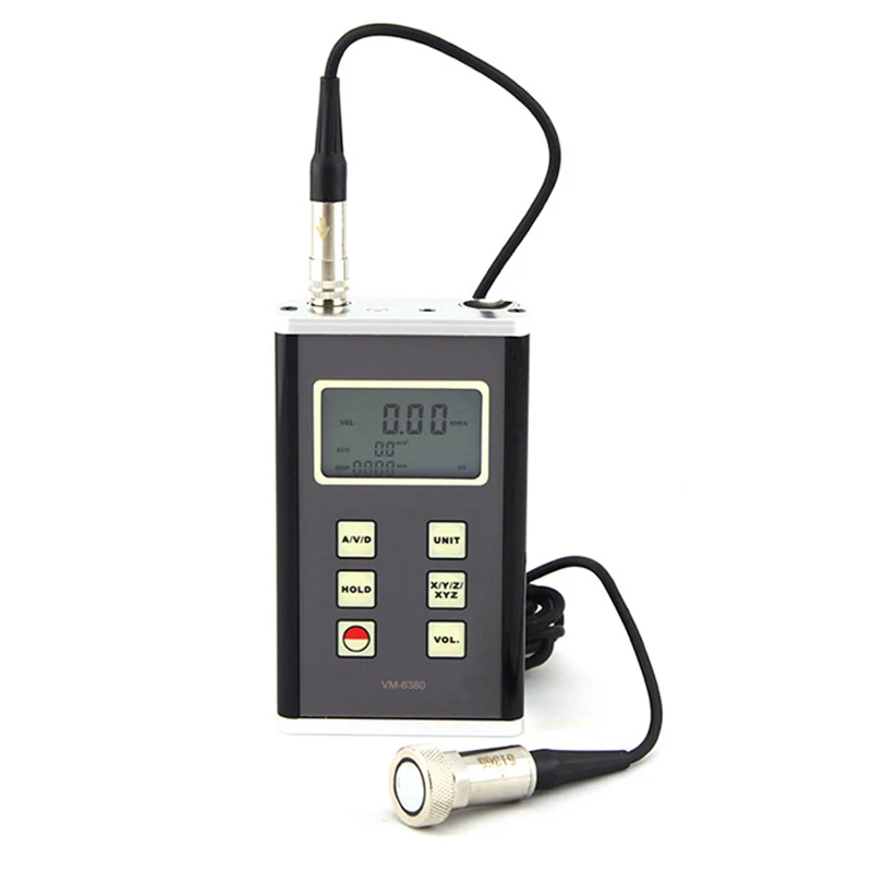 Portable Vibration Meter 3-Axis Piezoelectric Accelerometer VM6380 Digital Vibrometer High Accuracy Piezoelectric Accelerometer