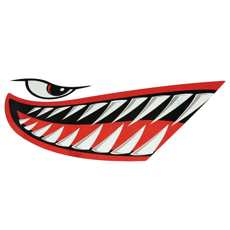 2pcs Waterproof Kayak Sticker Diy Shark Teeth Mouth Stickers Boat Car Truck Accessories