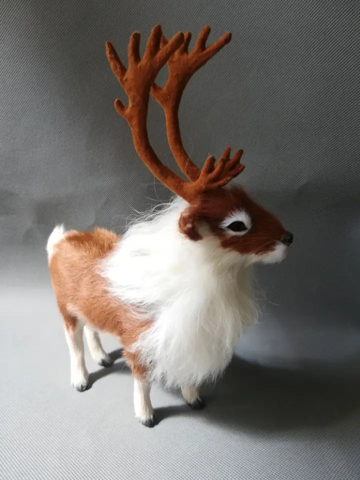 real life toy lovely reindeer 22x27cm polyethylene& furs standing christmas deer model home decoration props,toy gift d0101