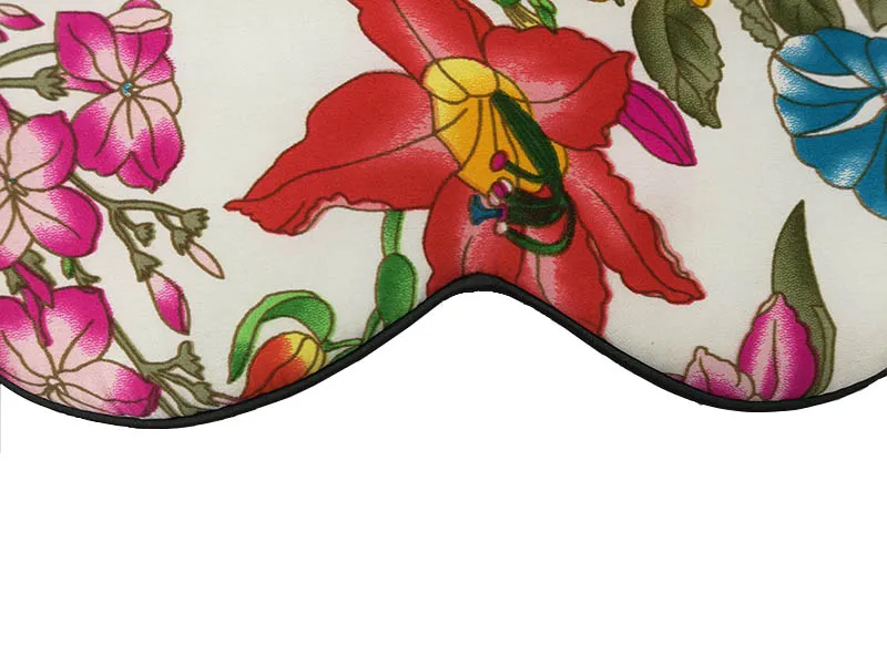 100% Pure Silk Sleep Eye Mask Floral Pattern Silk Eyeshade Soft Blindfold Travel Relax Aid Adjustable Multicolor