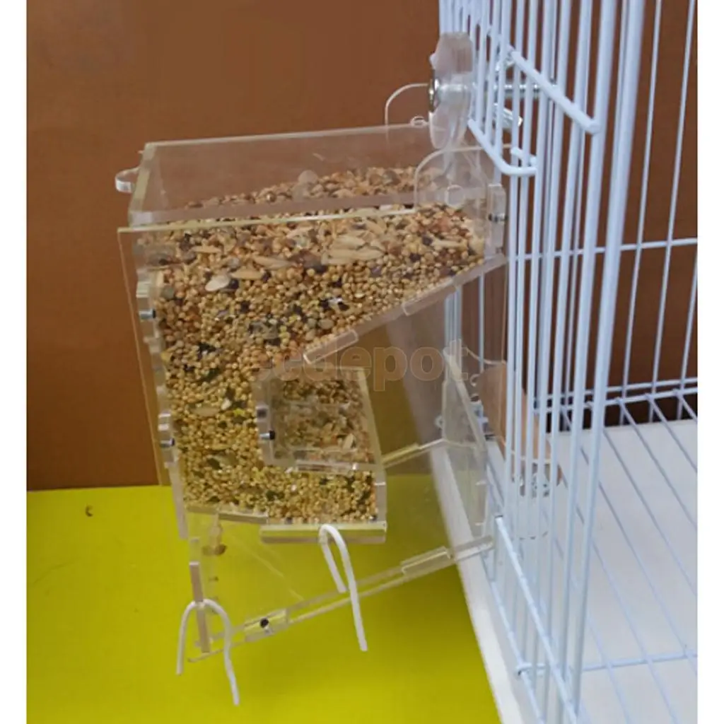 Clear Acrylic Pet Parrot Bird Automatic Cage Feeder Single/Double Hopper S/M