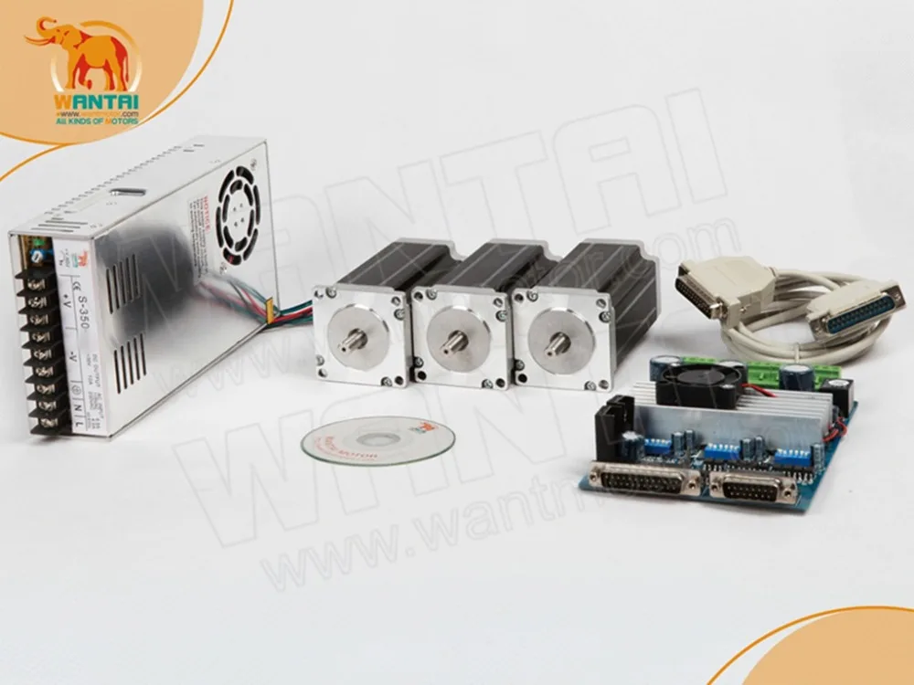 Russia free ship!Wantai 3Axis Nema23 Stepper Motor 57BYGH627 270oz-in 4 leads+3 Axis Driver Board TB6560 CNC Router Milling