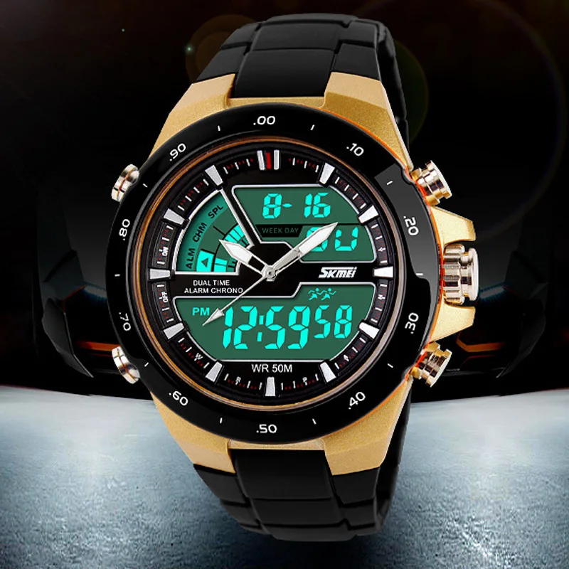 50M Waterproof Mens Sports Watches Relogio Masculino 2018 Hot Men Silicone Sport Watch Reloj S Shockproof Electronic Wristwatch