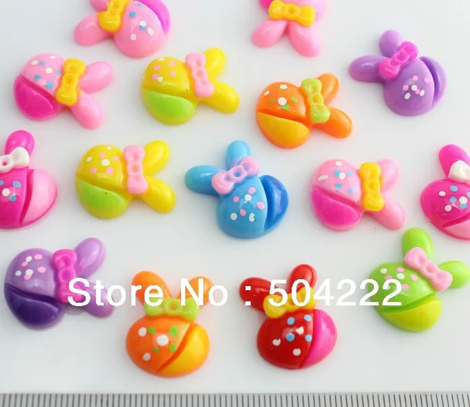 

200pcs lovely hand paint easter bunny rabbit with bow resin Cabochon for Kawaii Decoden DIY Projects-SZ0388