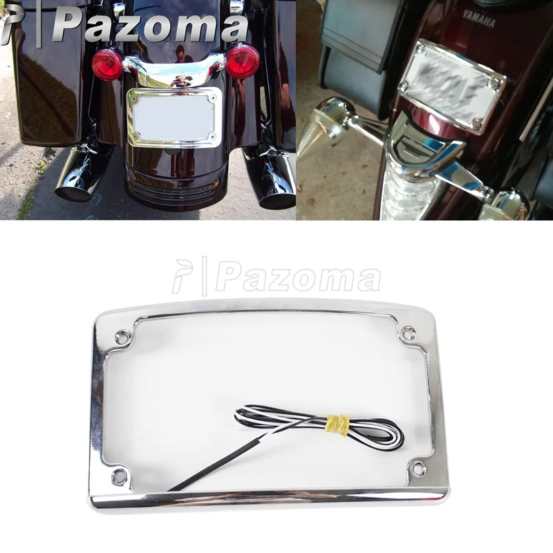 

License Plate Curved LED License Plate Bracket Motorcycle Number Registration Frame Hold For Harley Touring Road King Road Glide