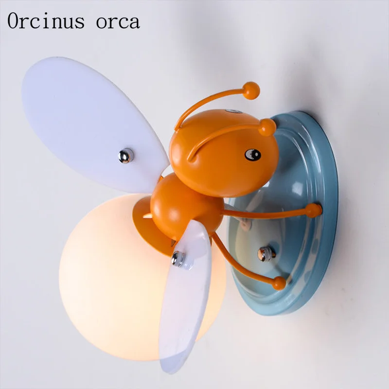 

Creative cartoon firefly wall lamp boy bedroom children room lamp modern personality LED insect wall lamp free shipping