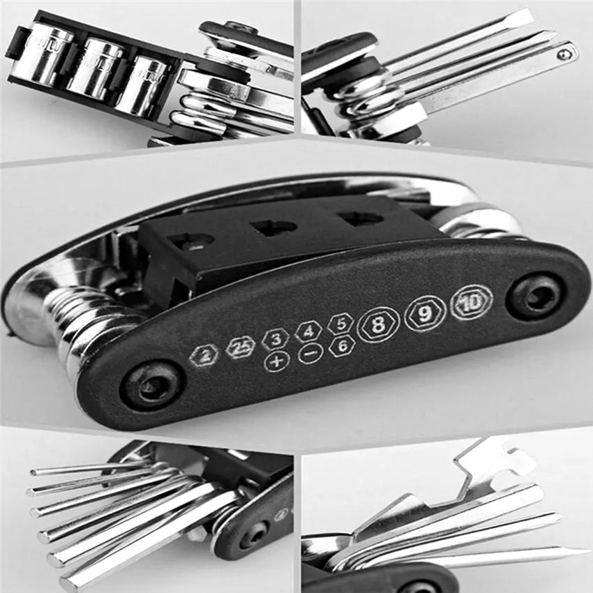 HOT Carbon Steel MTB Bike Tools Set MultiBicycle Repair Tool Kit Hex Spoke Wrench Cycling Screwdriver 16 In 1 Multi Repair Tools