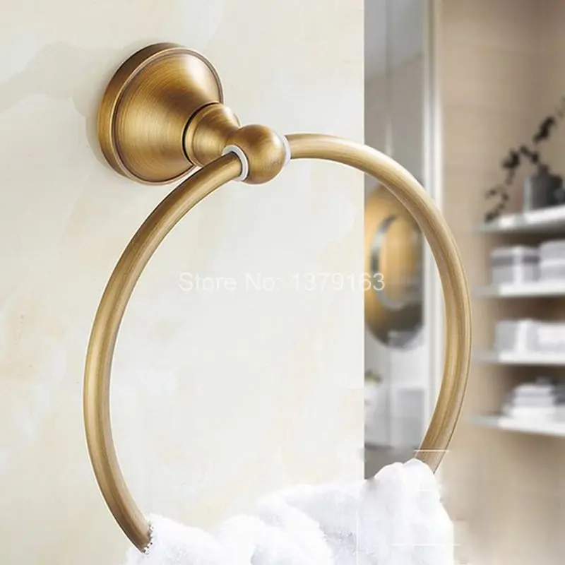 NEW Bathroom Accessory Wall Mounted Antique Bronze Brass Single Circle Towel Ring Towel Rack Holder aba130