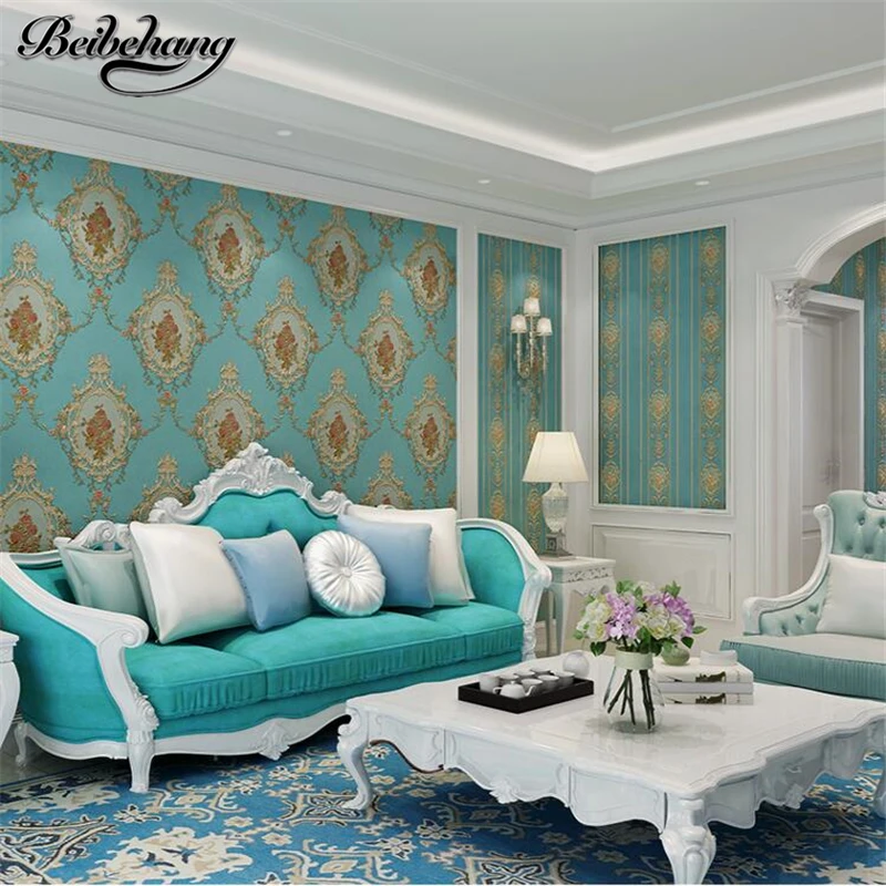 beibehang High end American flower pressure AB with paragraph non-woven wallpaper bedroom living room TV background wall paper