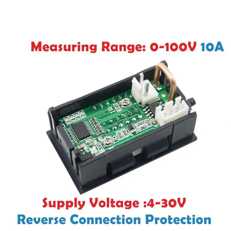 0.28inch Digital Voltmeter Ammeter 2 Wires Gauge Four Digits DC 0-100V Current LED Voltage Current Meter Digital Voltmeter