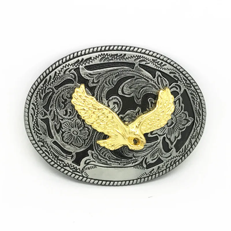 

Cowboy golden eagle pattern wear-resisting zinc alloy belt buckle restoring ancient ways is suitable for the 4.0 belt