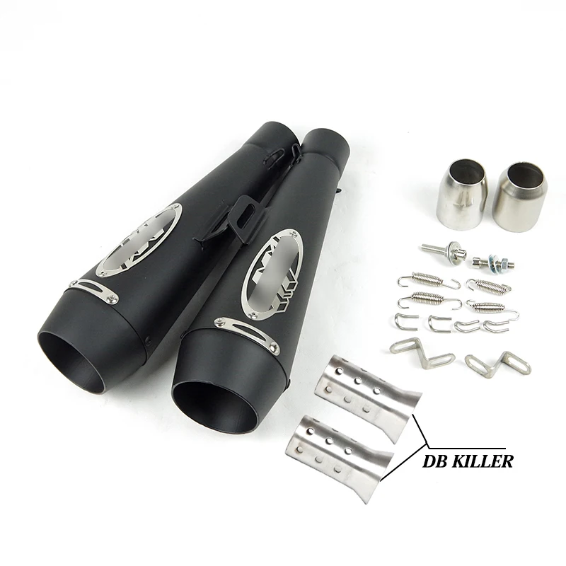 Universal Motorcycle Exhaust Pipe Tip Muffler Left & Right Side Exhaust Tail Pipes Slip On 38-51mm Dirt Bike ATV