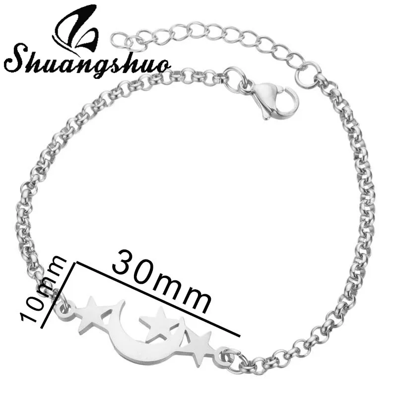 Shuangshuo Bohemia Charm Stainless Steel Moon Star Bracelets for Women Jewelry Armband Lucky Elephant Chain Bracelet Femme Gifts