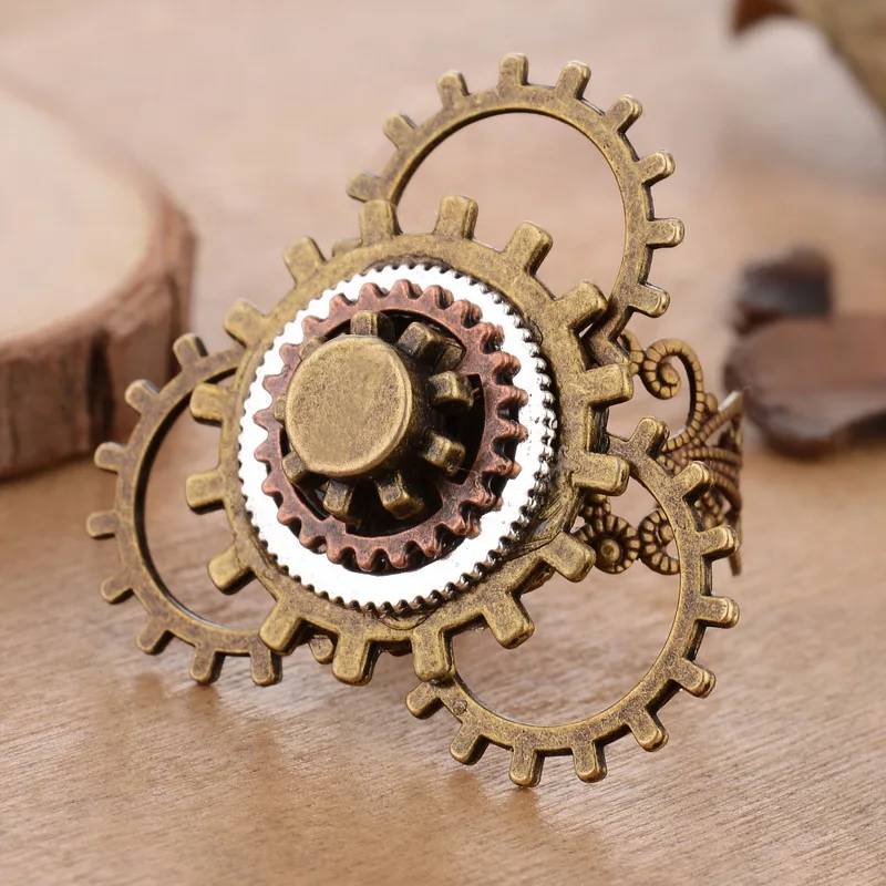 4cm Large Ring Face Mixed Vintage Colors Gear Parts Designed Adjustable Steampunk Mechancal Ring