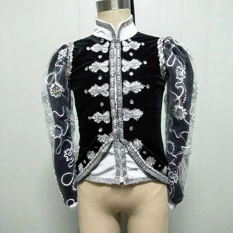 Custom Made Man Prince Purple Ballet Tunic Jacket,Prince Dance Costumes Elegant Ballet Lace Top For Man Or Children Kid