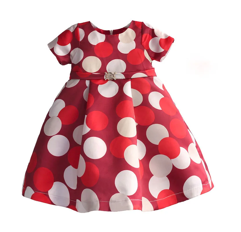 

Baby Girls Dress Polka Dot Printed Children Girls Dresses Rhinestones Belt Kids Clothes Party Birthday robe fille enfant 3-8Y