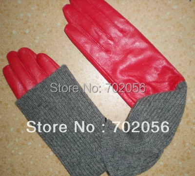 

Gorgeous 2015 winter women's Genuine leather wool long Gloves golve GLOVES gift 10pairs/lot #3337