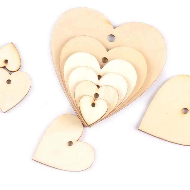 20-100mm One Holes Mix Heart Wooden Pattern Christmas Decorations For Home Ornament  DIY Wood Crafts For Home Ornaments m2190