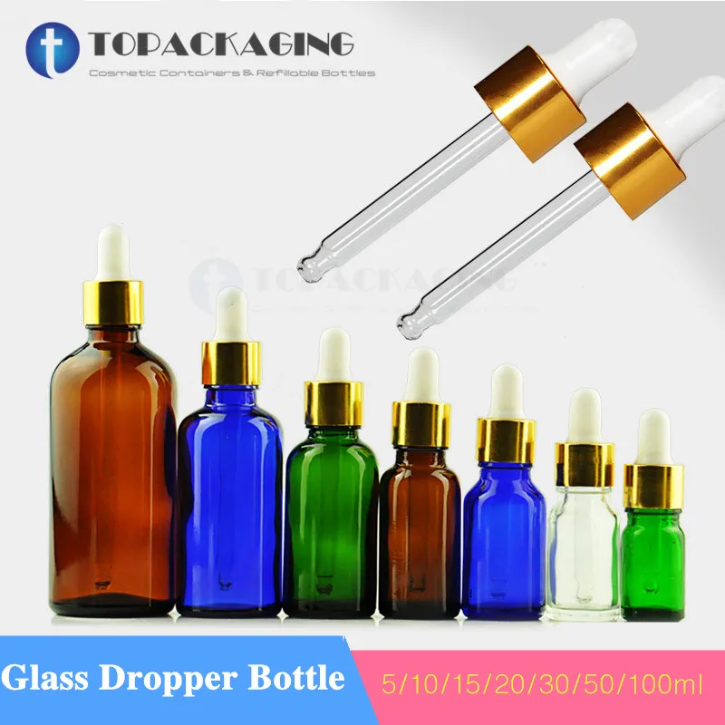 5/10/15/20/30/50/100ML Dropper Bottle Glass Serum Empty Cosmetic Container Sample Essential Oil Refillable Pack Reagent Pipette