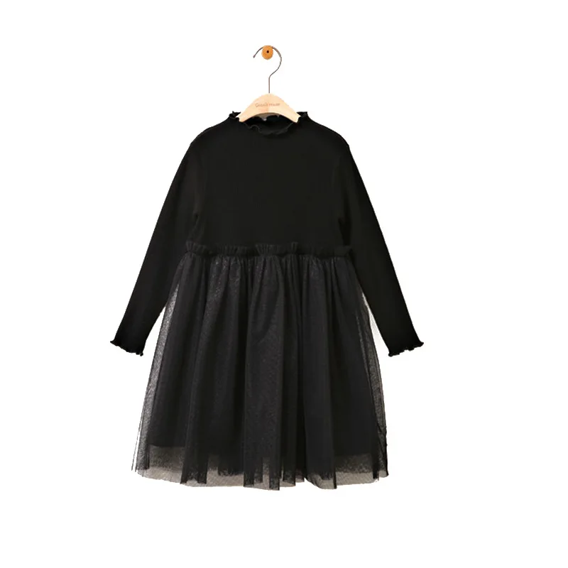 Kids Girls Long Sleeve Dresses Autumn Winter Toddler Girl Black Vintage Dress Mesh Tutu Dress for Little Girls Dress 10 12 years