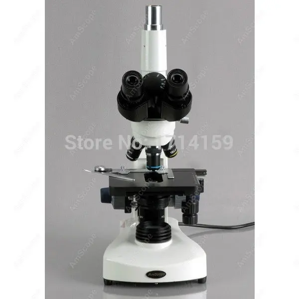AmScope T340 시리즈 삼안 복합 현미경 40X-2000X+ 3W LED, 3D 기계식 스테이지 및 10MP USB 2.0 카메라