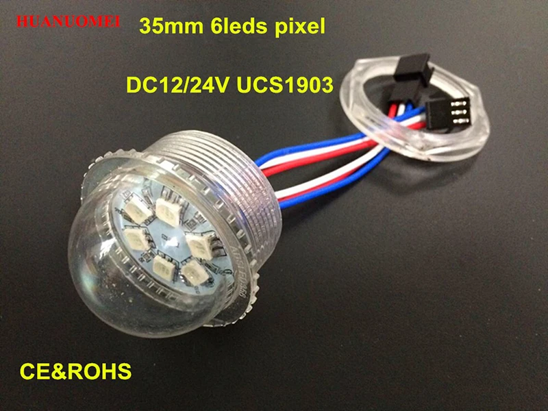 full color 35mm 6LEDs UCS1903 digital 5050 smd rgb pixel led module 12v led light, DC12V input,Waterproof IP67,Transparent cover