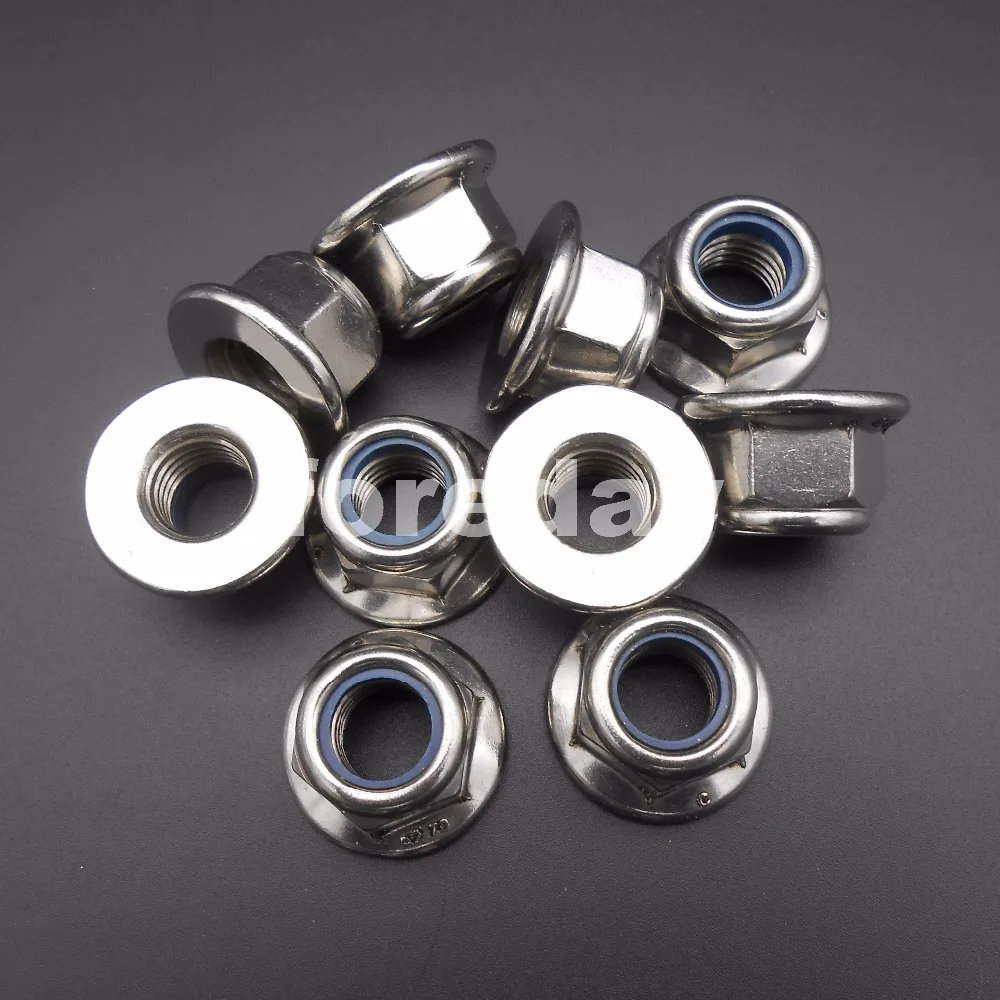 

10PCS X 304 Stainless Carbon Steel M12 Nylon Insert Hex Flange Lock Nuts A2 1.75 Pitch Hexagon Nuts 12MM 10PCS/LOT HQ * BT964X10