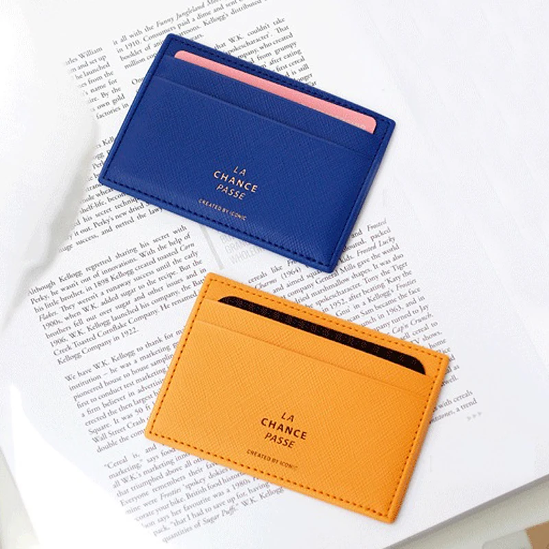 PULUE Small Mini Leather Bank Credit Business ID Card Holder Thin Wallet Case for Men Women New Three Pockets Bus Card Bag Purse