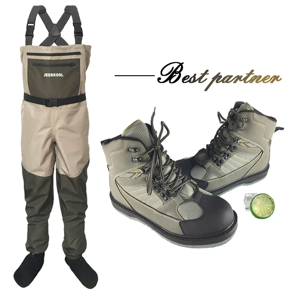 

Fly Fishing Waders Shoes Felt Sole & Pants Clothes Waterproof Hunting Suit Overalls Wading Upstream Boots Leaking Water Unisex