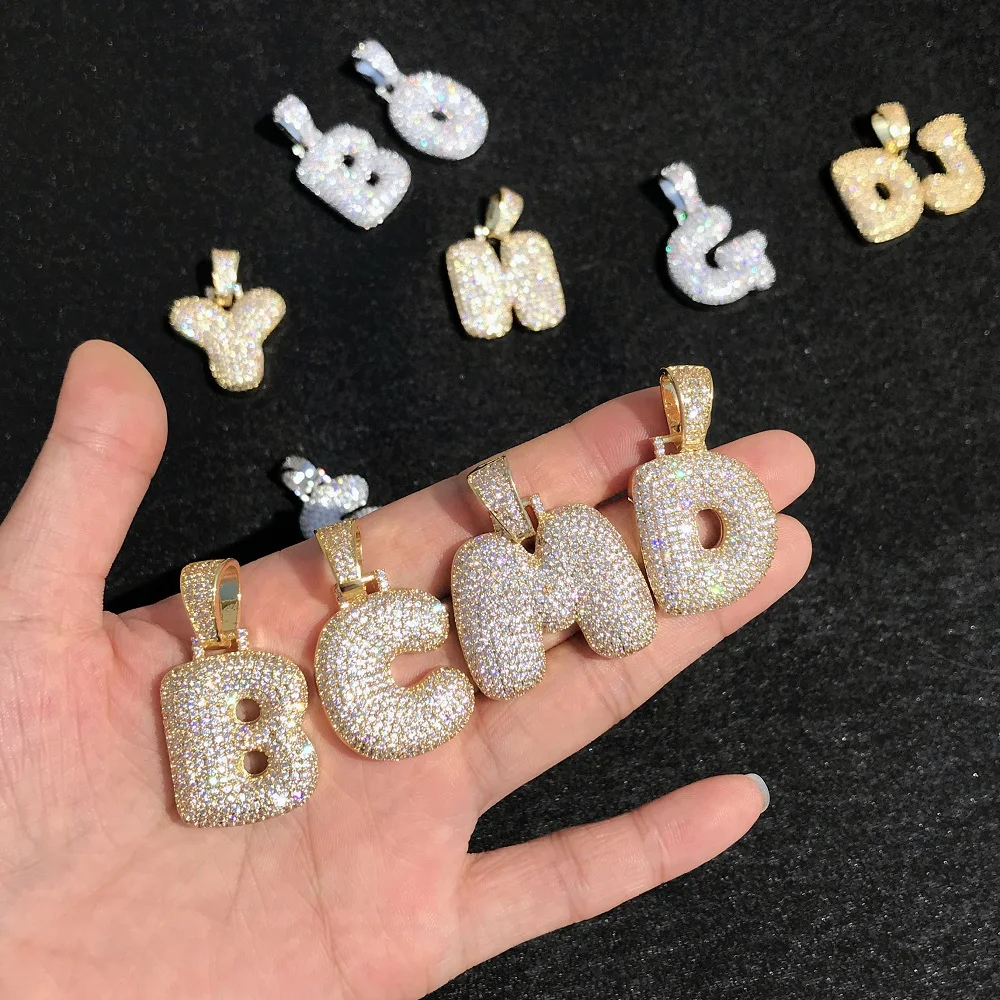 Bubble Letter A-Z collane singole e catena pendente per uomo donna Color oro zircone cubico gioielli Hip Hop regali