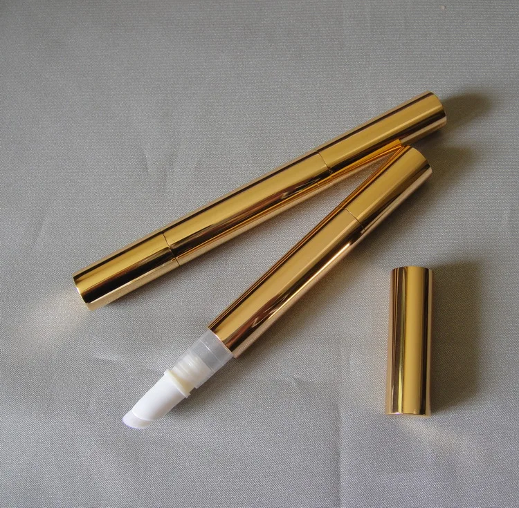 

50PCS 3 ml high grade gold teeth whitening pen, 3ml golden plastic lip gloss pencil, 3ml liquid foundation Refillable Bottle