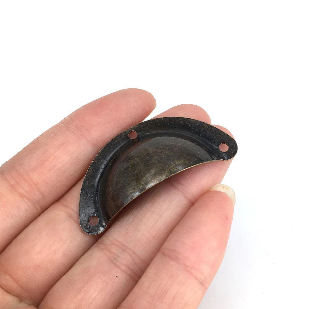 Bronzy Iron Vintage shell cup Jewelry Box knobs Wooden Case Drawer handles Mini Pulls 20PCS/Lot