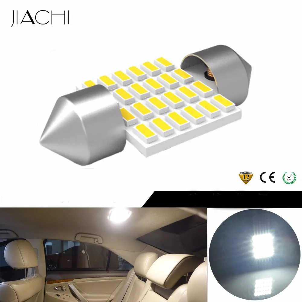 

JIACHI 100PCS Super Bright White C5W C10W Car Light Festoon Led Light 31MM 3014Chip 24SMD Auto Interior Reading Dome Bulb 12-24V