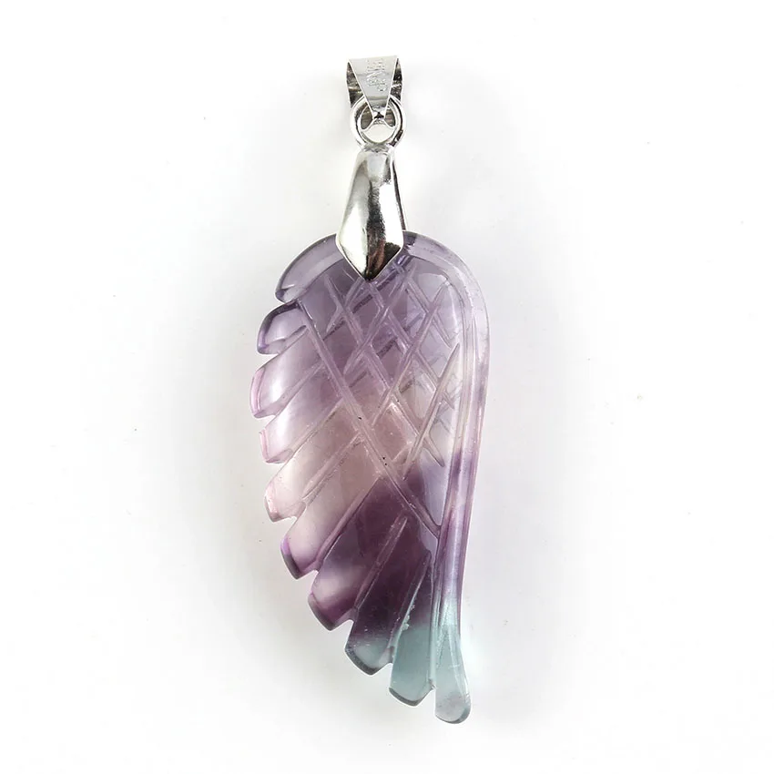 New 1Pc Silver Plated Vintage Girl\'s Freedom Angel Wing Fluorite Stone Pendant Charm For Women Necklace Choker Jewelry