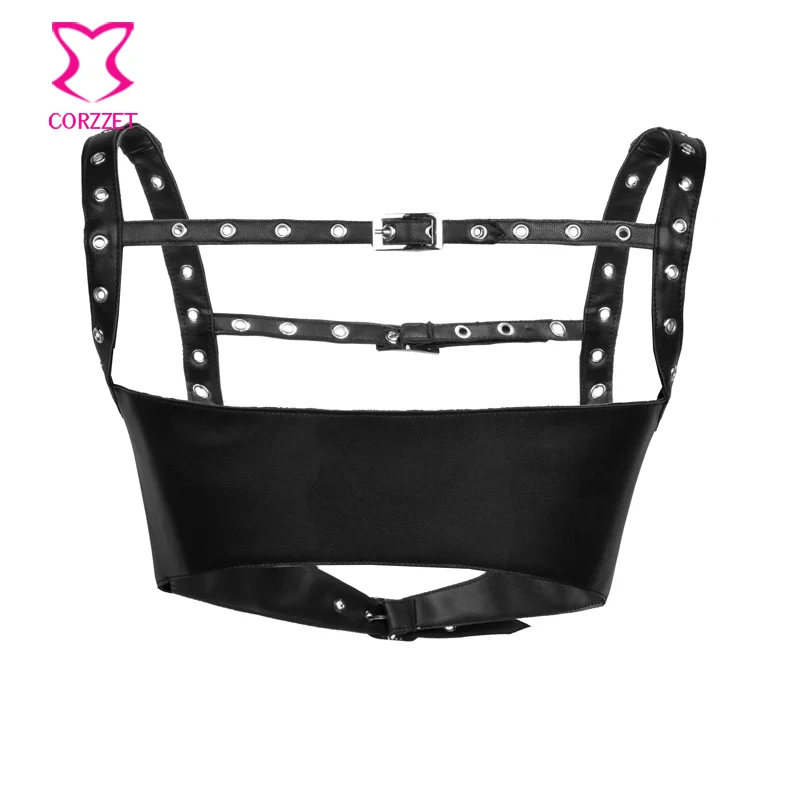 

Steampunk PU Leather Strappy Tank Eyelet Buckle Cinch Underbust Corset Belt Harness Gothic Sexy Ladies Body Slim Trainner Belt