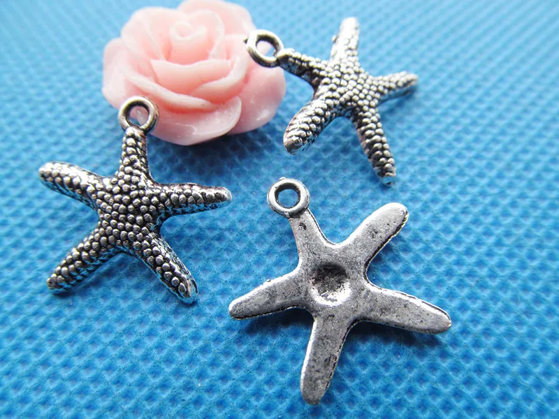 

200pcs 19mmx19mm Antique Silver tone/Antique Bronze Starfish Pendant Charm/Finding,for Bracelet,DIY Jewellry Accessory