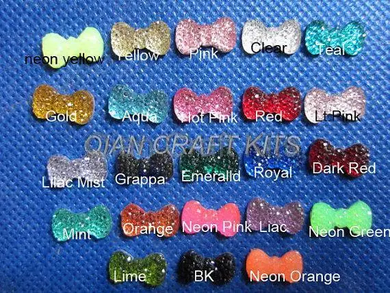 1500pcs Mini shiny Resin 12mm Shinny glitter and ab color mixed colors resin rhinestone dotted bow crystal rhinestone paved bow