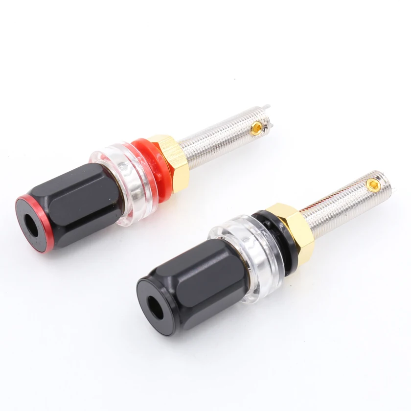 4pcs Rhodium Plated Speaker Terminal Binding Post Socket Long HIFI