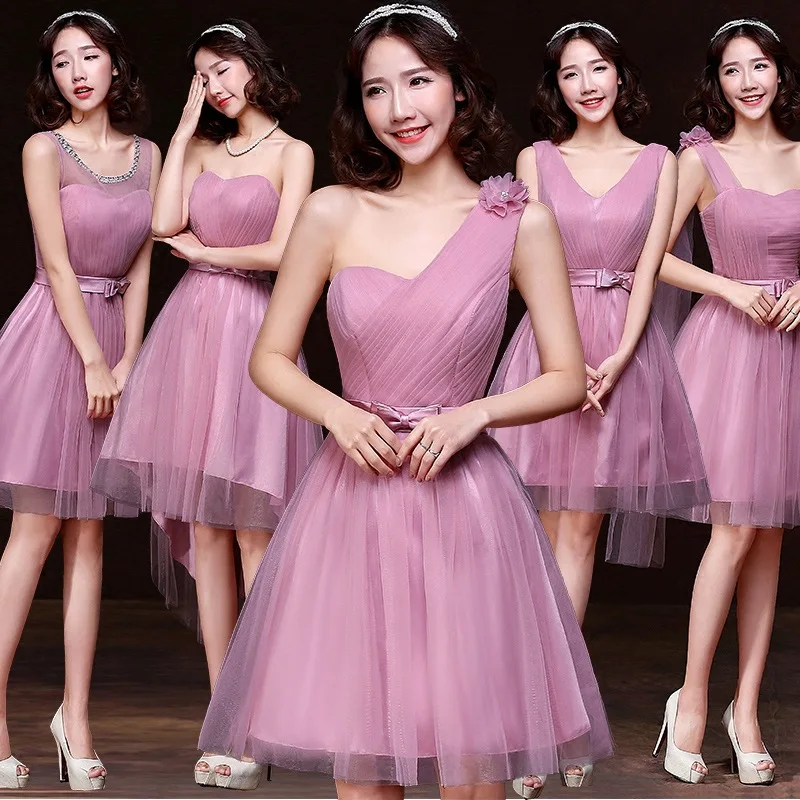 HL7979 2016 hot new short bridesmaid dress banquet short paragraph Mission Sisters dress bridesmaid dress red bean paste color