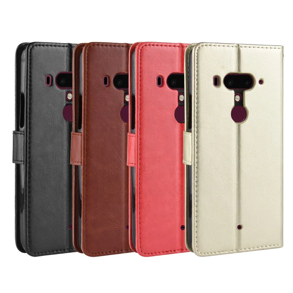 New Hot For HTC U12+ Case For HTC U12 Plus Retro Wallet Style Glossy PU Leather Flip Cover For HTC U12 Plus 6.0