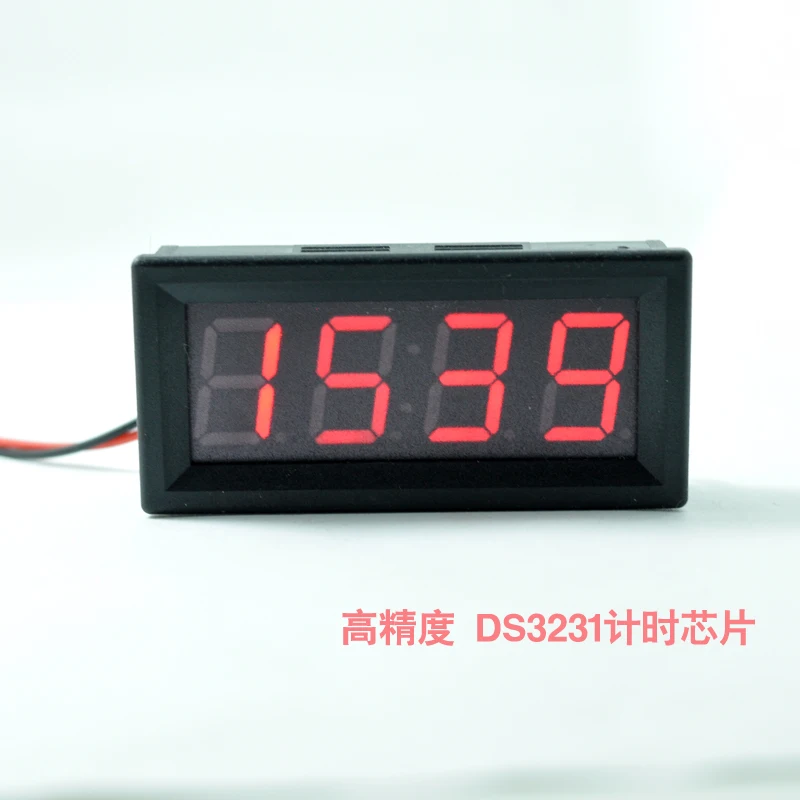 LED CarThermometerVoltmeterAutoIndoorOutdoorTermometroTemperatureVoltage Meter Clock with red color,double temperature1.5m+3m