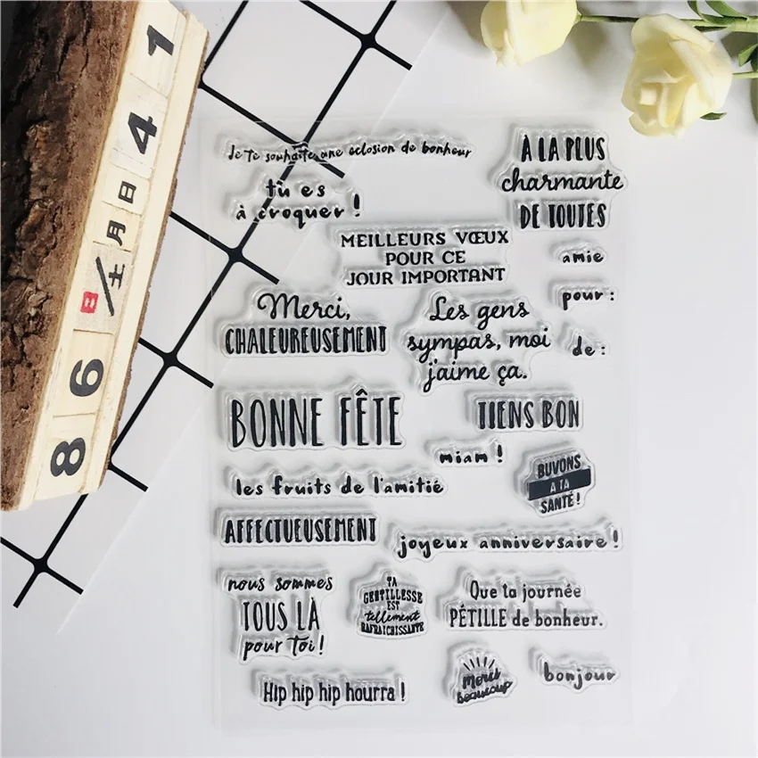Francuski wyczyść znaczki Scrapbooking/sentyment znaczki wróżka guma nowy tekst słodki silikon tworzenie albumów na zdjęcia pieczątka