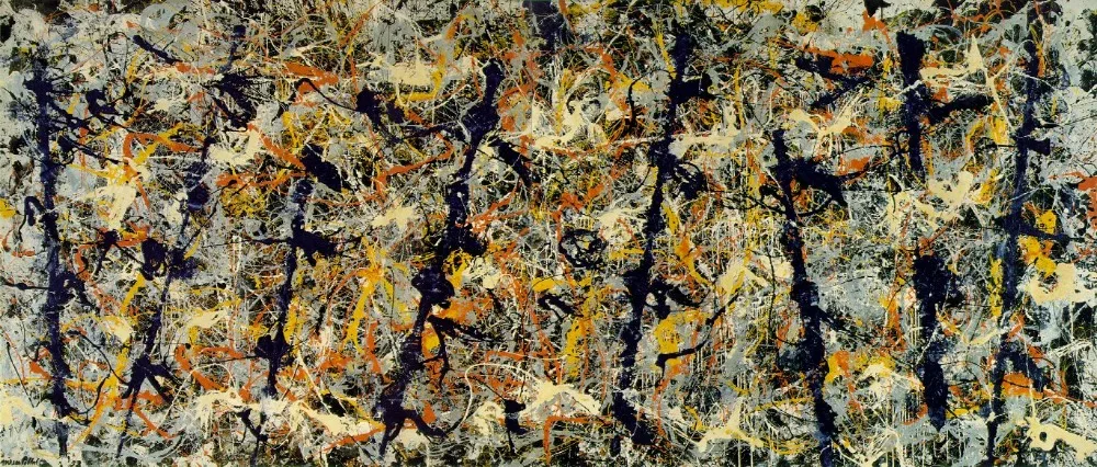 

100% handmade high quality oil painting reproduction on linen canvas，blue-poles-number-11,Jackson Pollock's oil reproduction