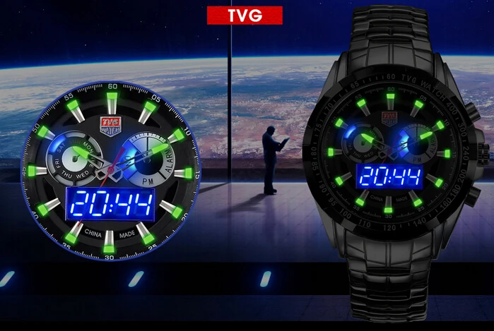 TVG Men Watch Quartz Wrist Watches Dress Male LED Clock Famous Luxury Brand Stainless Steel Quartz-watch Relogio Gift Boxes